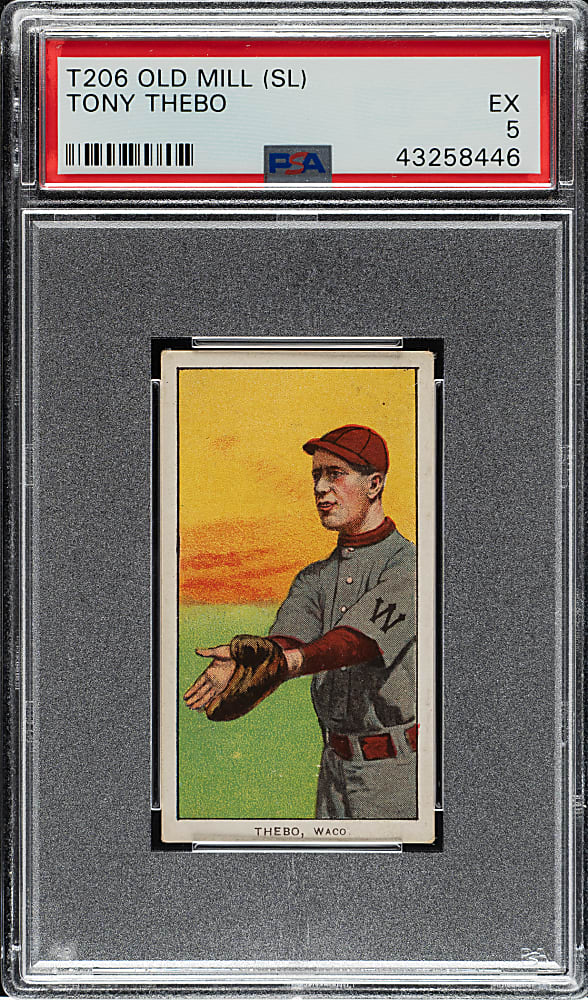 1909-1911 T206 White Border Tony Thebo Southern Leaguer PSA EX 5 - Old Mill Back