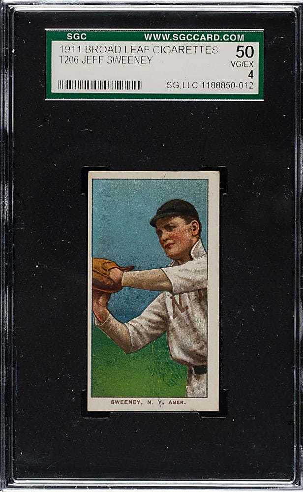 1909-1911 T206 White Border Jeff Sweeney SGC VG/EX 50 - Broad Leaf 460 Back - 1 of 1 - Highest Graded!