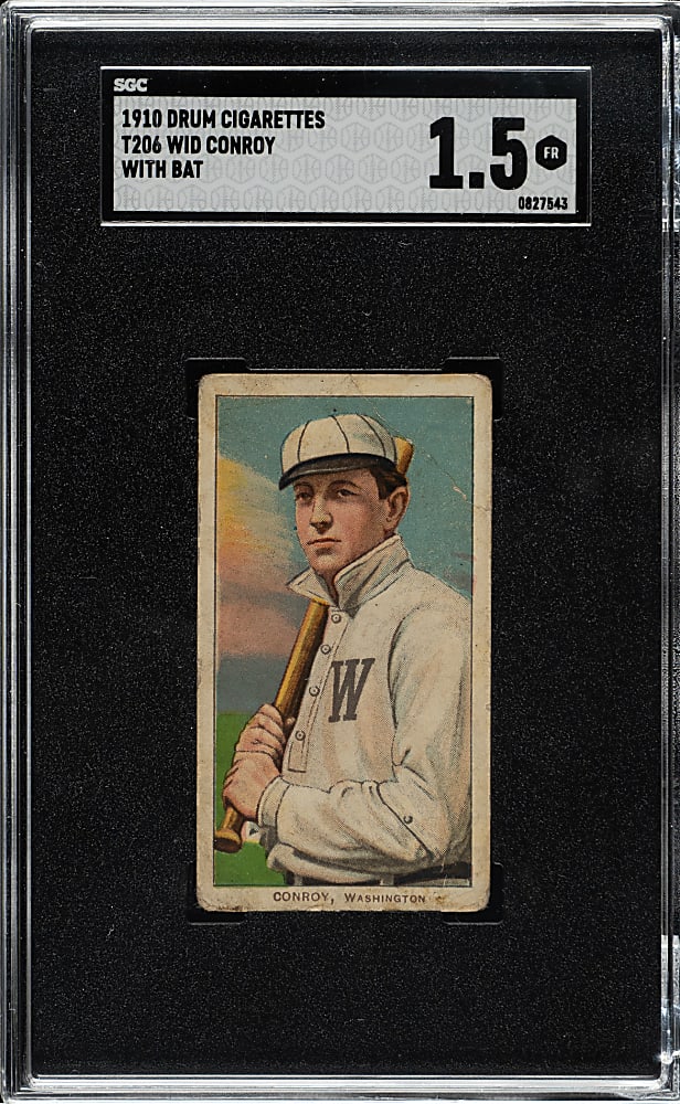 1909-1911 T206 White Border Wid Conroy With Bat SGC FAIR 1.5 - Drum Back