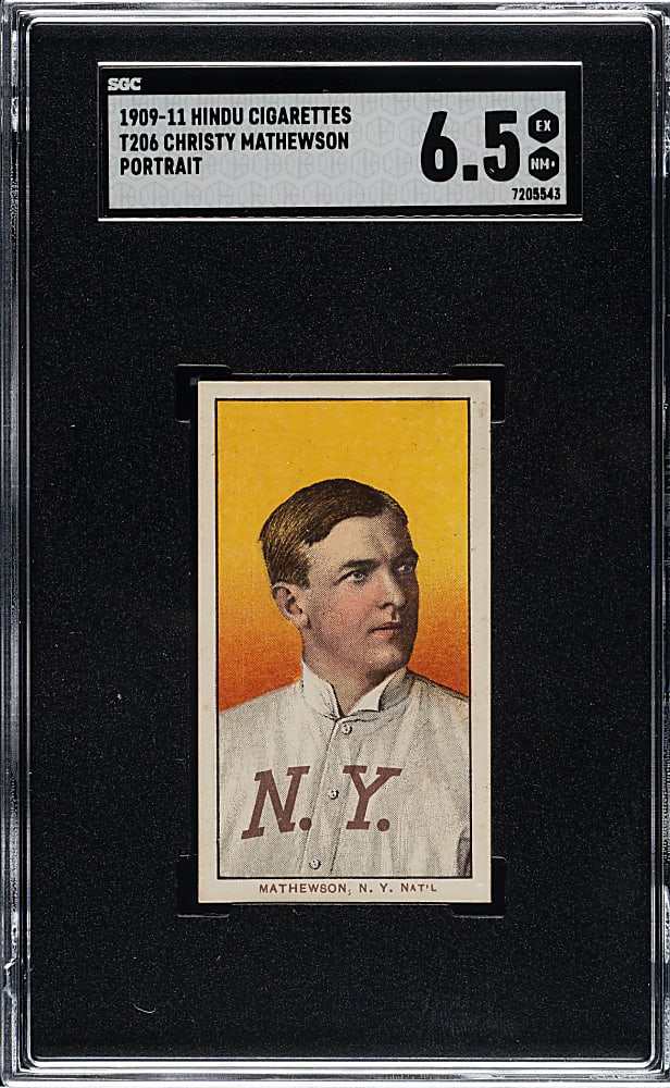 1909-1911 T206 White Border Christy Mathewson Portrait SGC EX/NM+ 6.5 - Brown Hindu Back - 1 of 1 - Highest Graded!