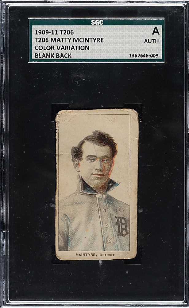 1909-1911 T206 White Border Matty McIntyre - Interesting Printing Anomaly