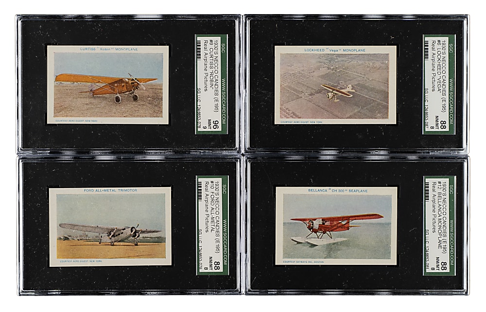 Circa 1930s E195 Necco Candies "Real Airplanes" SGC-Graded Complete Set (12)