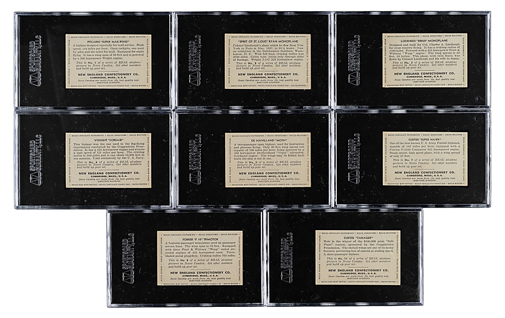 Circa 1930s E195 Necco Candies "Real Airplanes" SGC-Graded Complete Set (12)
