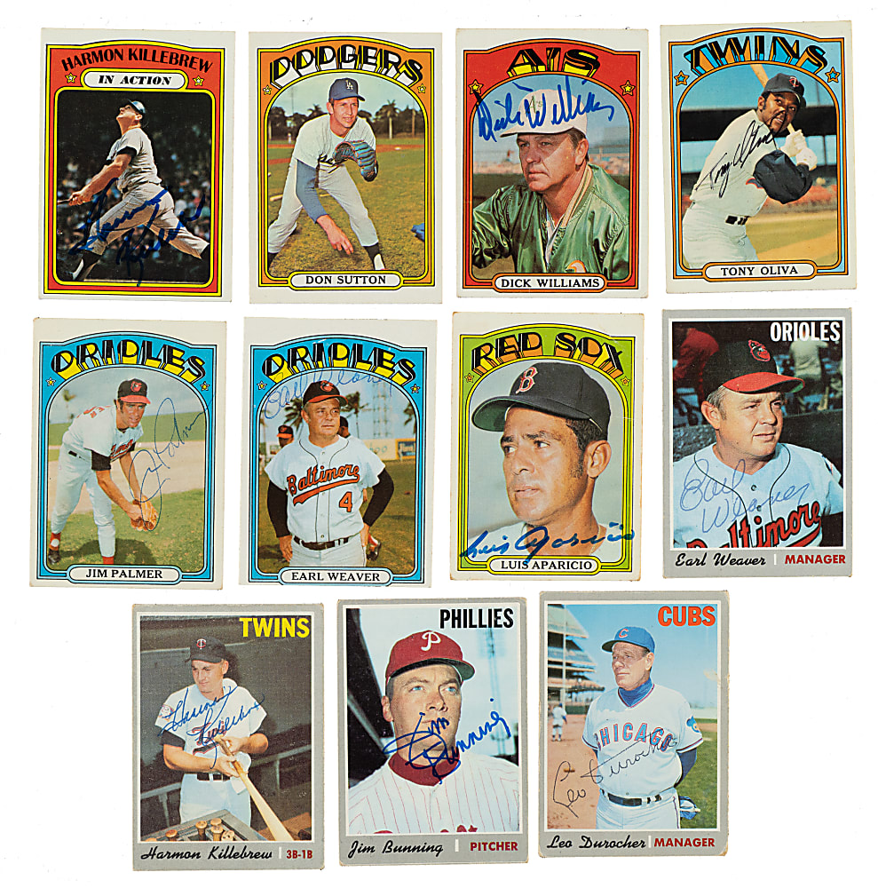 Signed 1970 to 1978 Topps Hall of Fame Collection (19) Including Goose Gossage and Eddie Murray Rookies
