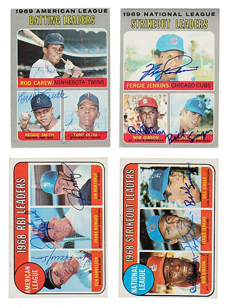 Multi-Signed 1969 to 1971 Topps Leaders Collection (8) Including Ernie Banks, Bob Gibson, and Willie McCovey