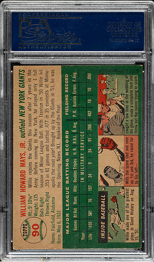 1954 Topps #90 Willie Mays PSA EX-MT 6