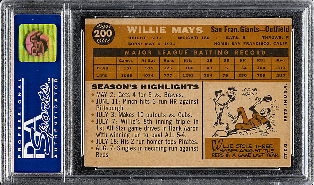1960 Topps #200 Willie Mays PSA NM 7