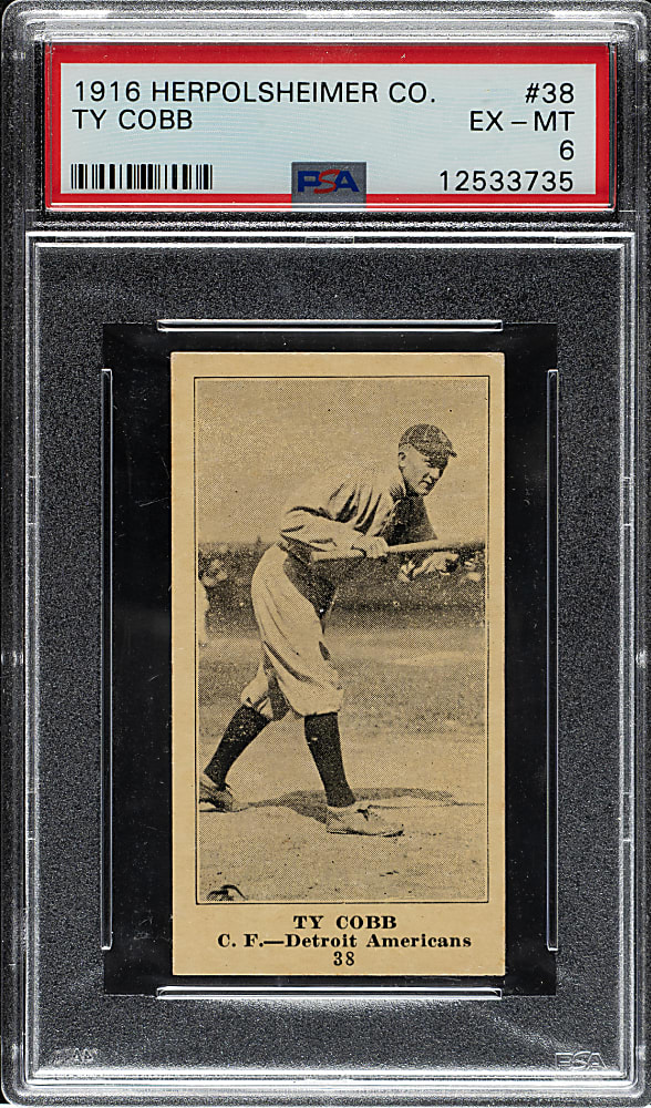 1916 M101-4 Herpolsheimer #38 Ty Cobb PSA EX-MT 6 - 1 of 1 - Highest Graded!