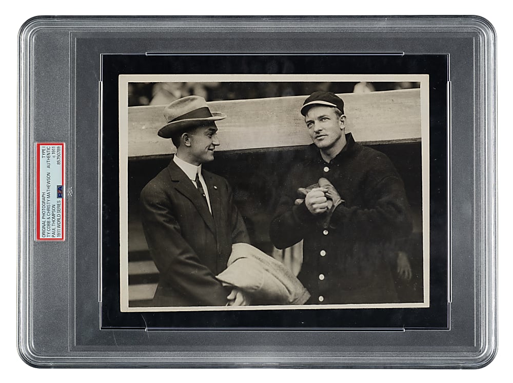 Circa 1911 World Series Ty Cobb and Christy Mathewson Original Paul Thompson Agency PSA/DNA Type I