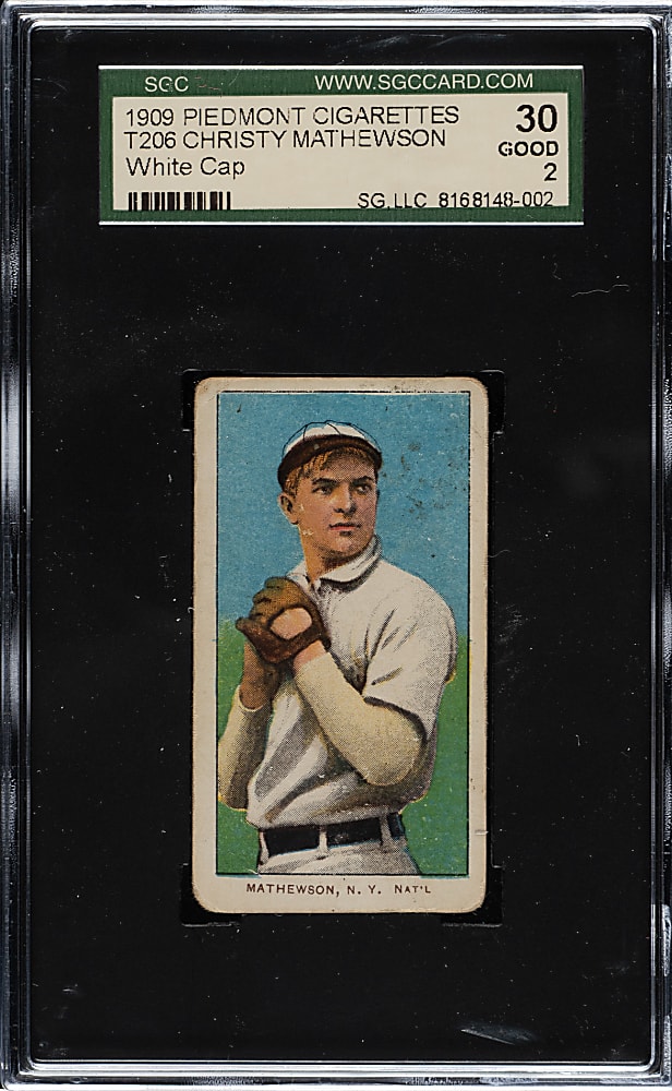 1909-1911 T206 White Border Christy Mathewson White Cap SGC GOOD 30