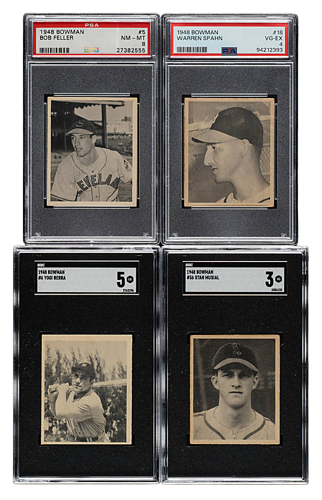 1948 Bowman Complete Set (48) with 20 PSA- and SGC-Graded Cards Including #5 Bob Feller PSA NM-MT 8