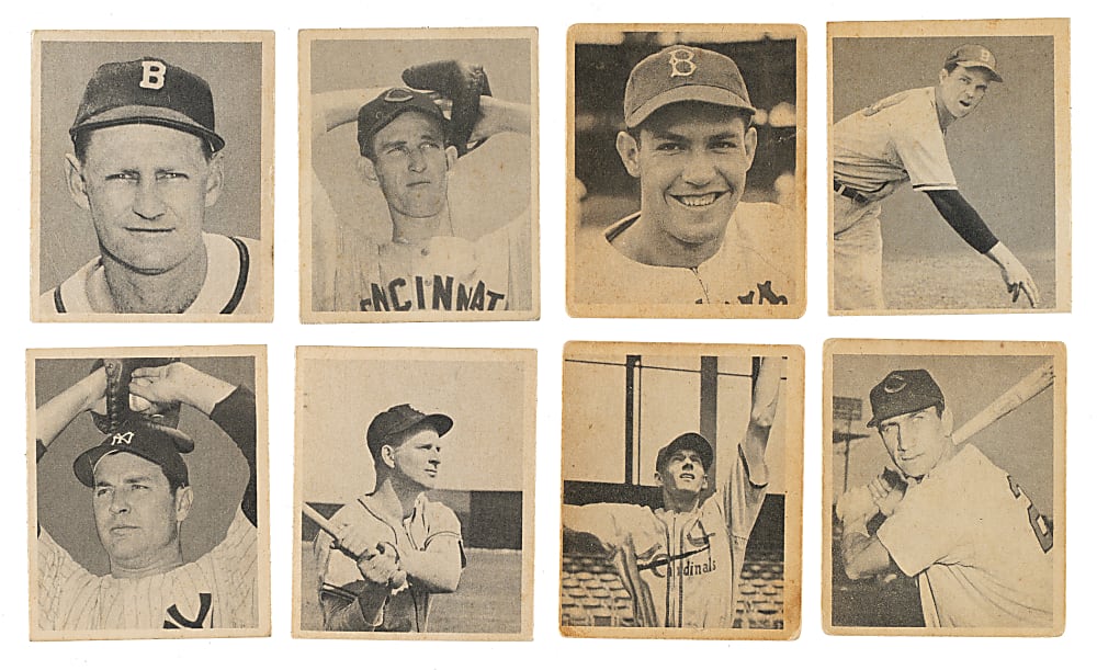 1948 Bowman Complete Set (48) with 20 PSA- and SGC-Graded Cards Including #5 Bob Feller PSA NM-MT 8