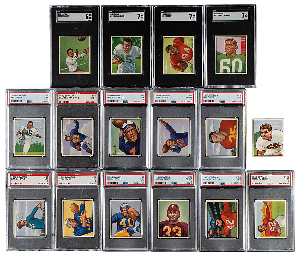 1950 Bowman Football Complete Set (144) Including 77 PSA- and SGC-Graded Cards