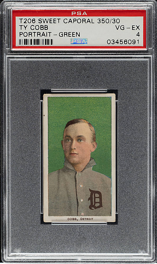 1909-1911 T206 White Border Ty Cobb Portrait Green Background PSA VG-EX 4