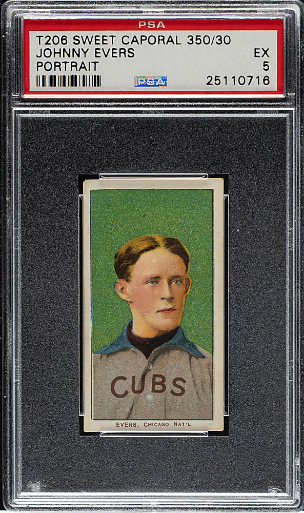 1909-1911 T206 White Border Johnny Evers Portrait PSA EX 5