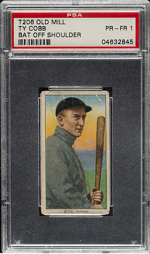 1909-1911 T206 White Border Ty Cobb Bat Off Shoulder PSA POOR 1 - Old Mill Back