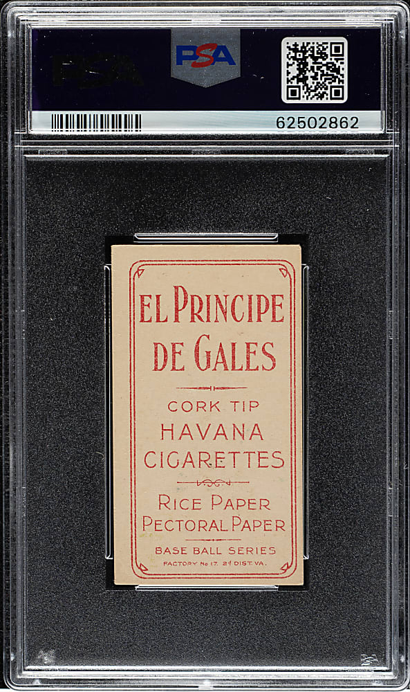 1909-1911 T206 White Border Joe Tinker Bat On Shoulder PSA VG 3 - El Principe De Gales Back