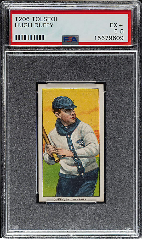 1909-1911 T206 White Border Hugh Duffy PSA EX+ 5.5 - Tolstoi Back