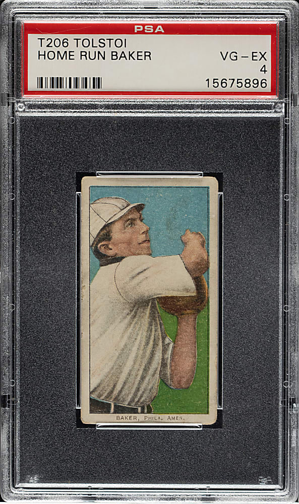 1909-1911 T206 White Border Home Run Baker PSA VG-EX 4 - Tolstoi Back