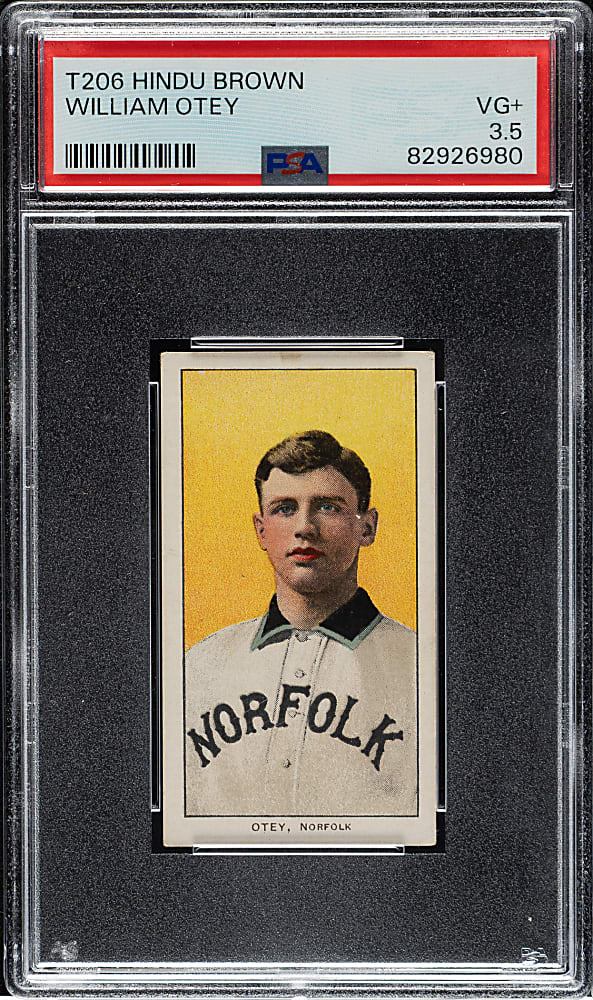 1909-1911 T206 White Border William Otey Southern Leaguer PSA VG+ 3.5 - Brown Hindu Back
