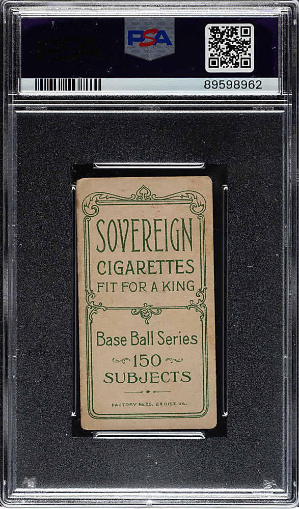 1909-1911 T206 White Border Mordecai Brown Portrait PSA GOOD 2 - Sovereign 150 Back