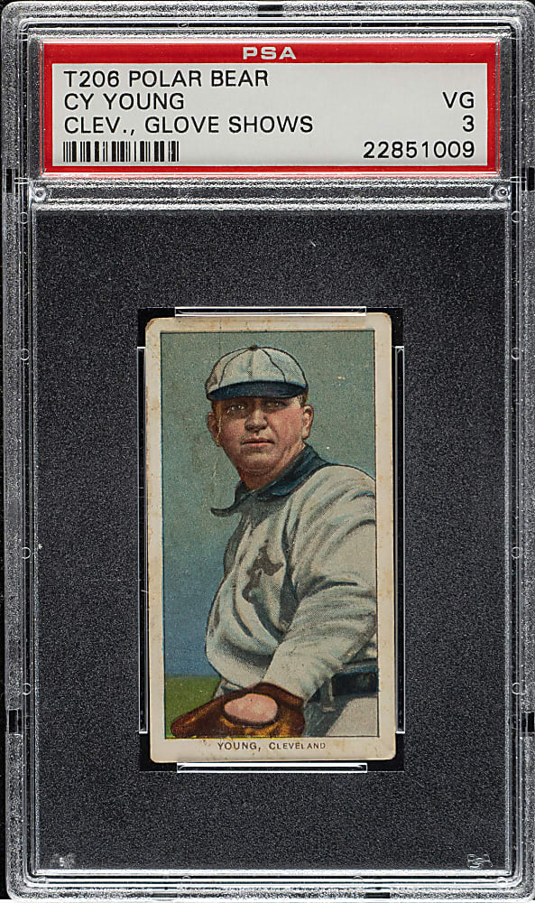 1909-1911 T206 White Border Cy Young Glove Shows PSA VG 3 - Polar Bear Back