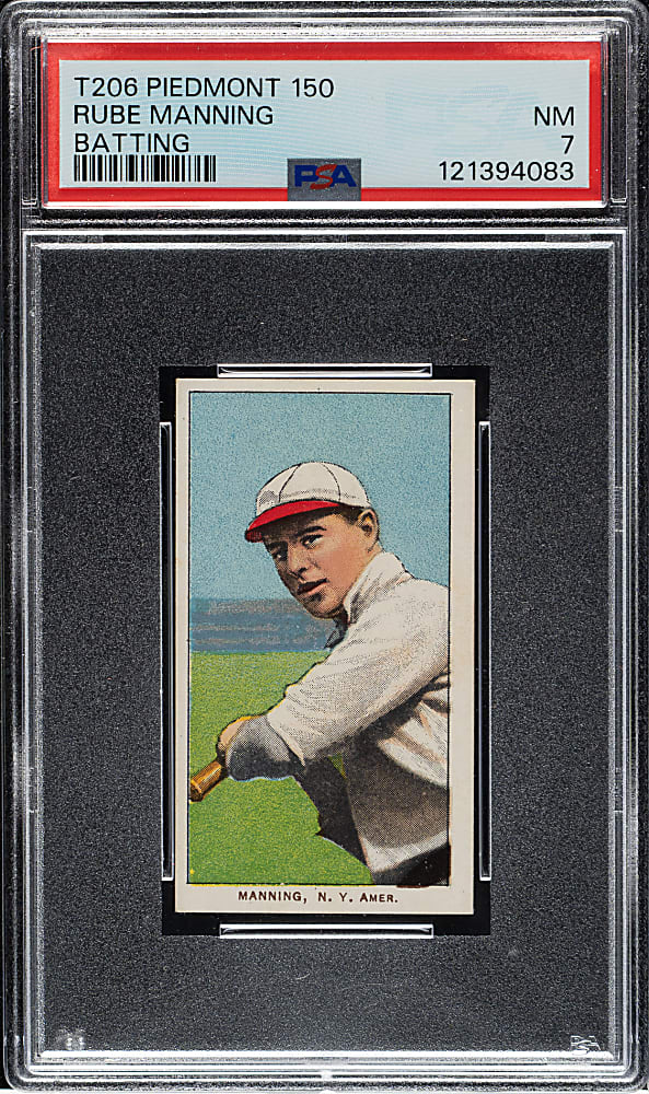 1909-1911 T206 White Border Rube Manning Batting PSA NM 7