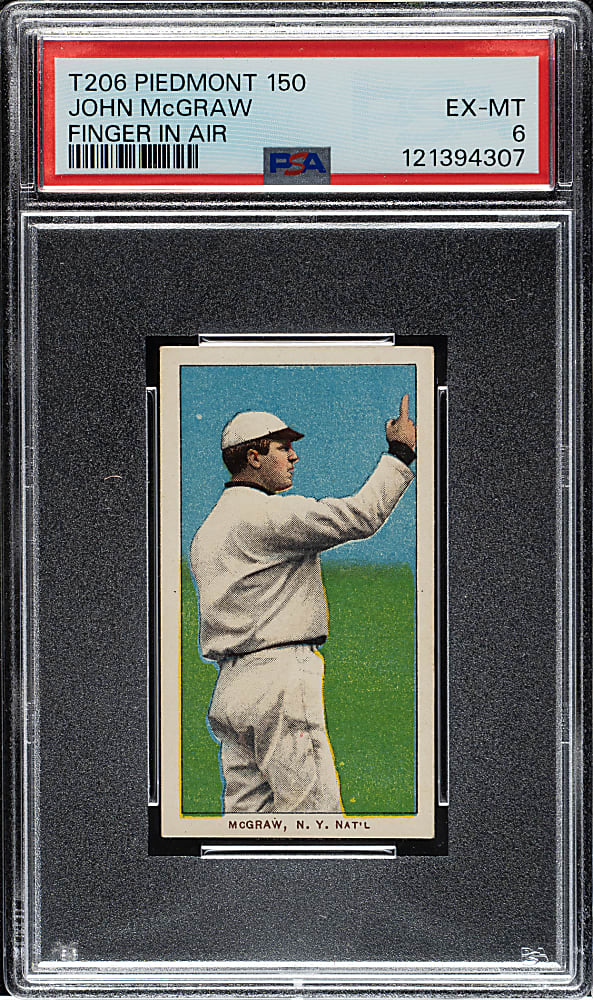 1909-1911 T206 White Border John McGraw Finger in Air PSA EX-MT 6
