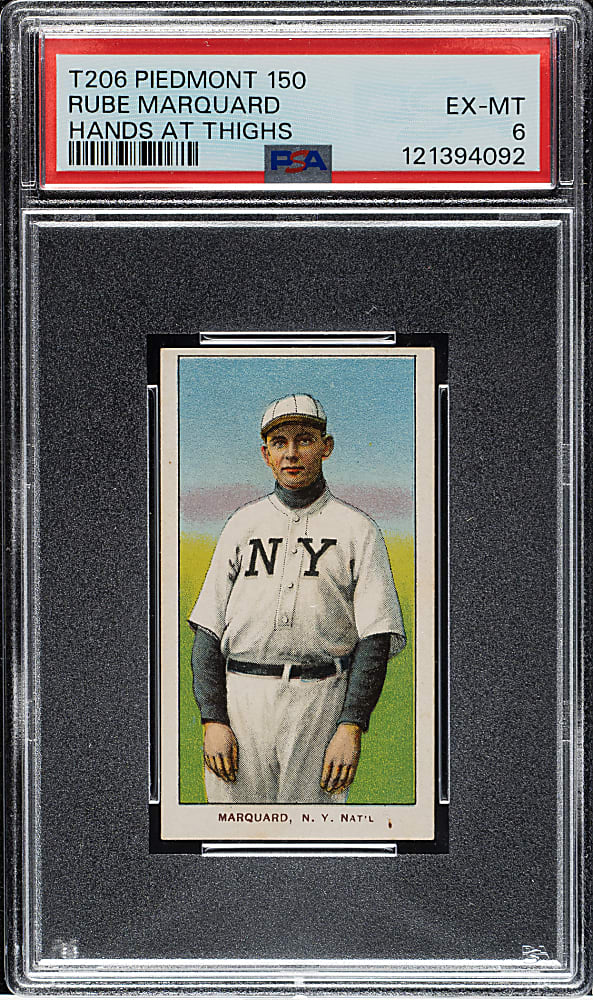1909-1911 T206 White Border Rube Marquard Hands At Thighs PSA EX-MT 6
