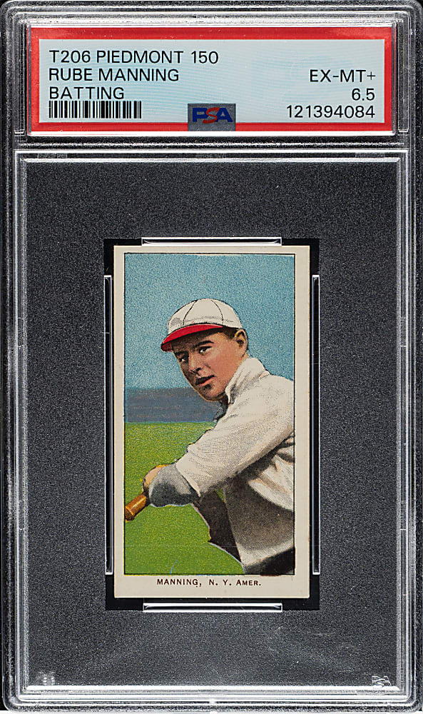 1909-1911 T206 White Border Rube Manning Batting PSA EX-MT+ 6.5