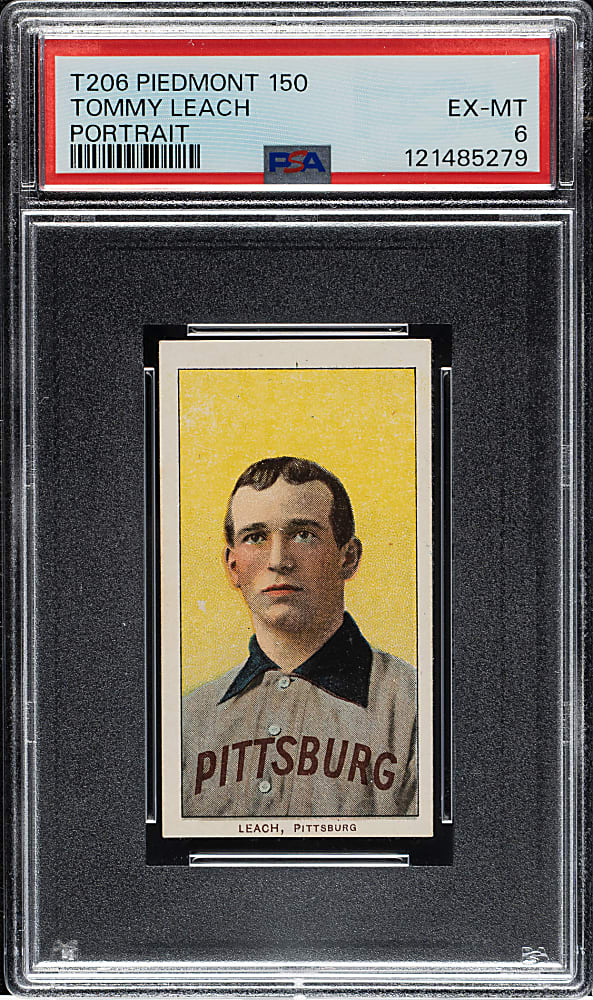 1909-1911 T206 White Border Tommy Leach Portrait PSA EX-MT 6