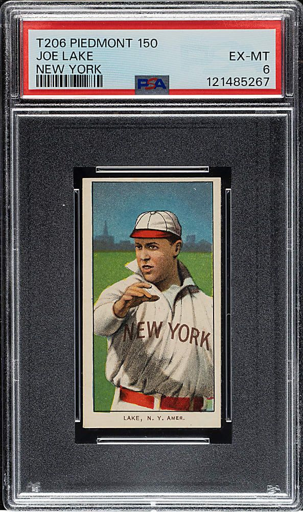1909-1911 T206 White Border Joe Lake New York PSA EX-MT 6
