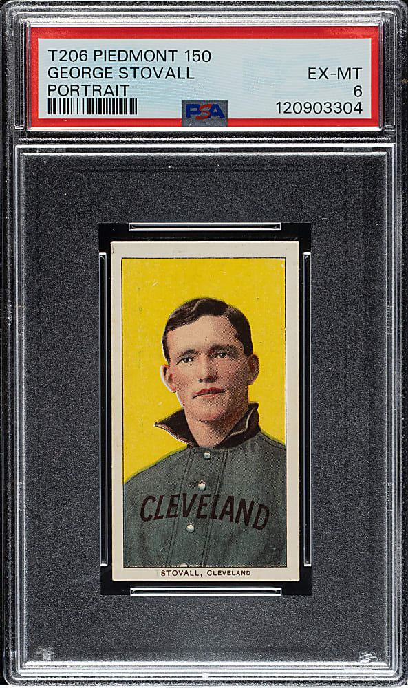 1909-1911 T206 White Border George Stovall Portrait PSA EX-MT 6