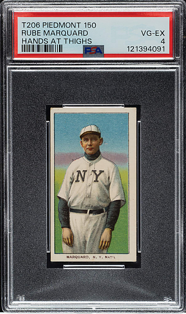 1909-1911 T206 White Border Rube Marquard Hands At Thighs PSA VG-EX 4