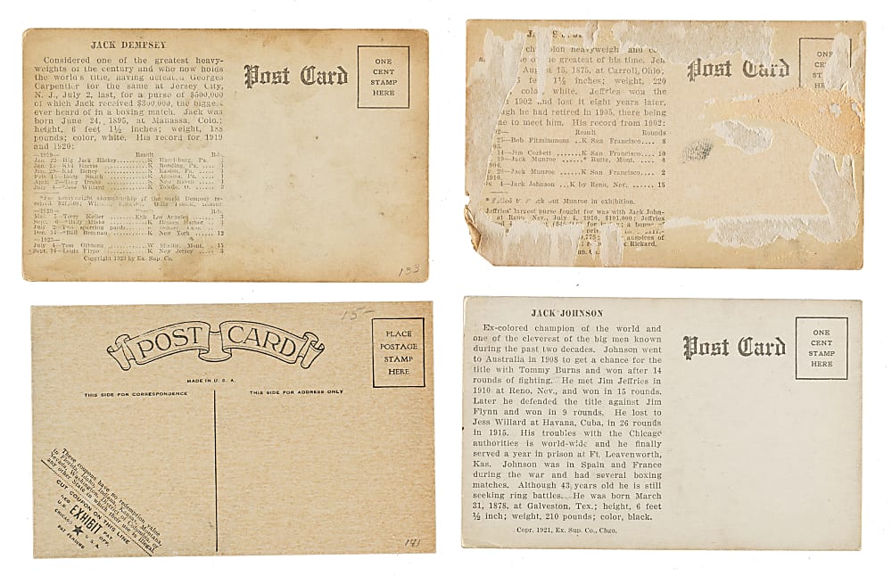 1921 to 1928 Boxing Exhibits Collection (131) Including Jack Johnson, Jack Dempsey and Gene Tunney