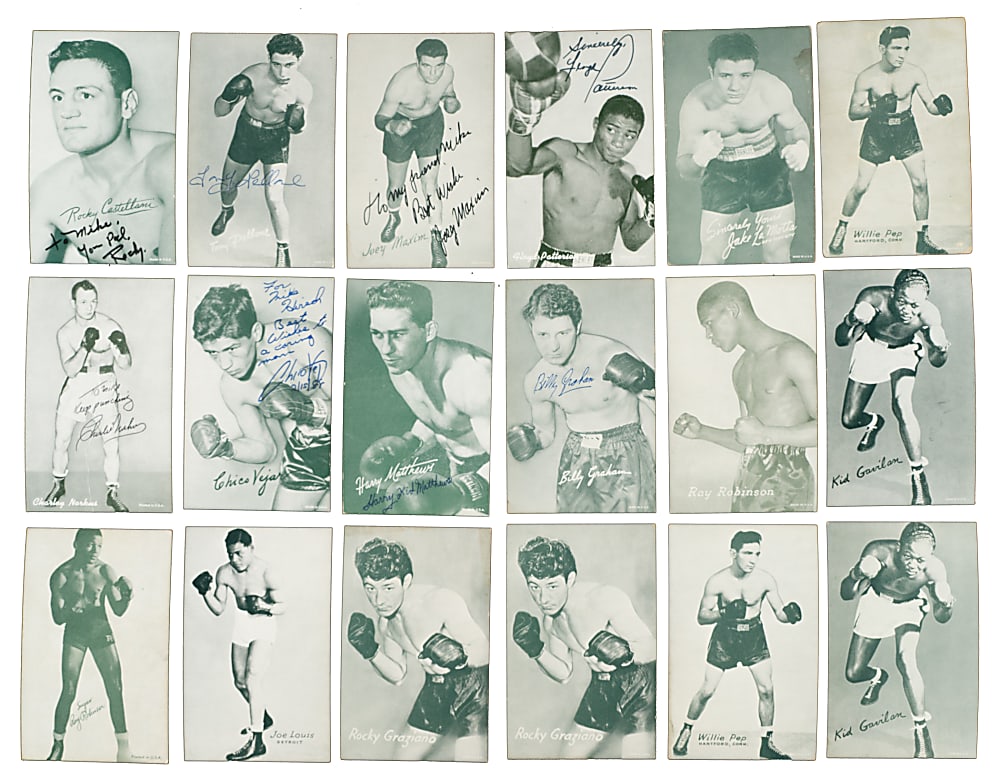 1947-1966 Exhibits Boxing Collection (133) Including Nine Signed Cards