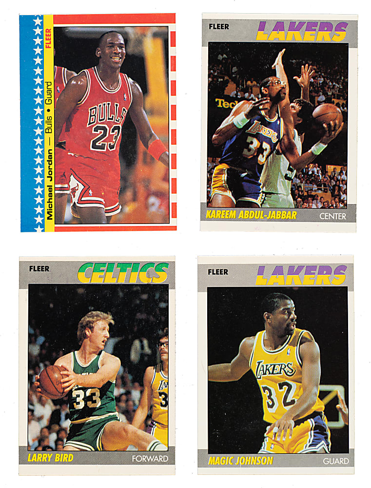 High-Grade 1987-1988 Fleer Basketball Near-Complete Set Collection (5 Sets, 655 Cards) Plus Near-Complete Stickers Set Collection (5 Sets, 52 Stickers