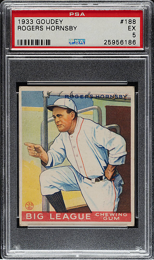 1933 R319 Goudey #188 Rogers Hornsby PSA EX 5