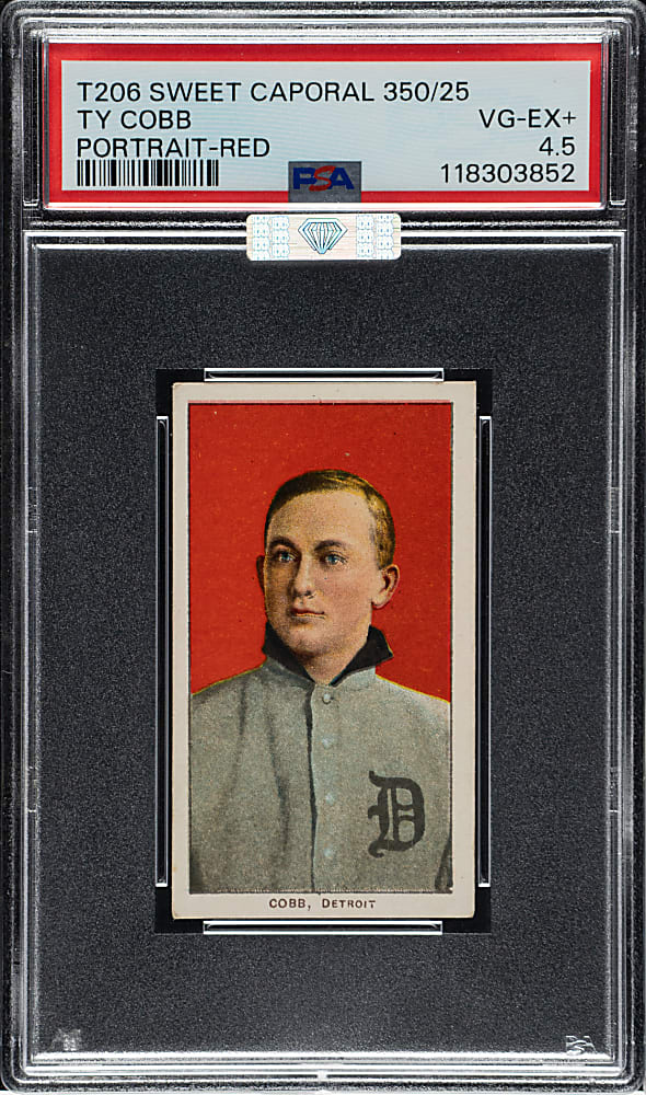 1909-1911 T206 White Border Ty Cobb Portrait Red Background PSA VG-EX+ 4.5 (MBA Silver Diamond)