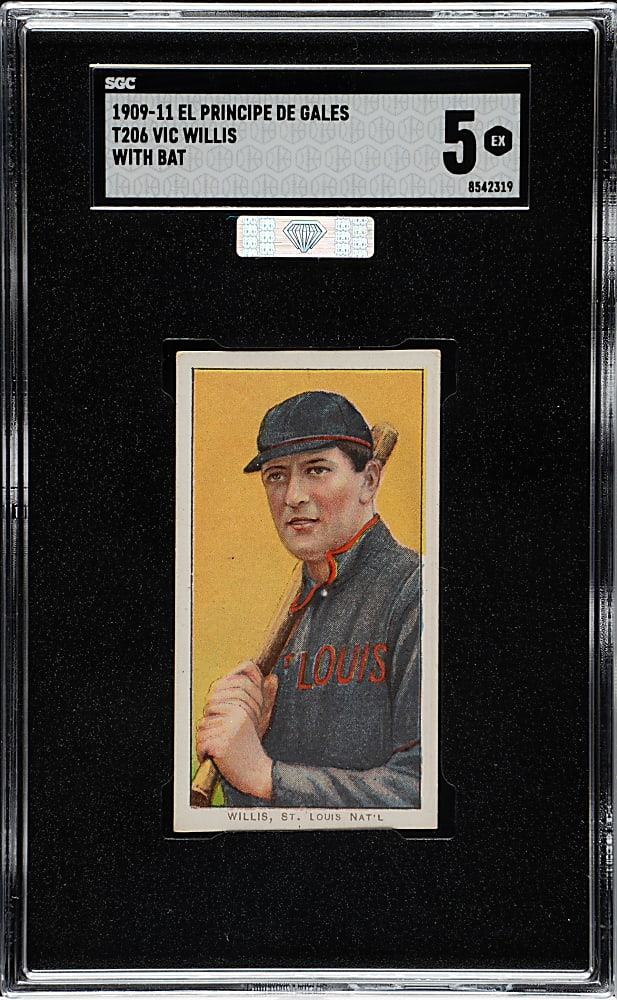 1909-1911 T206 White Border Vic Willis with Bat SGC EX 5 - El Principe De Gales Back (MBA Silver Diamond)