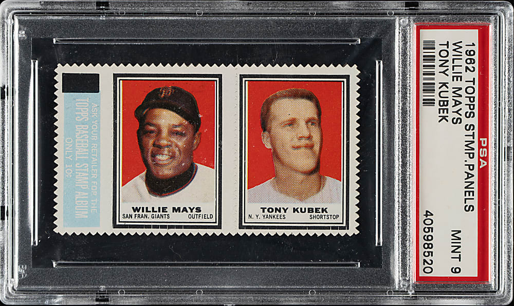 1962 Topps Stamp Panels Willie Mays/Kubek PSA MINT 9 - Highest Graded!