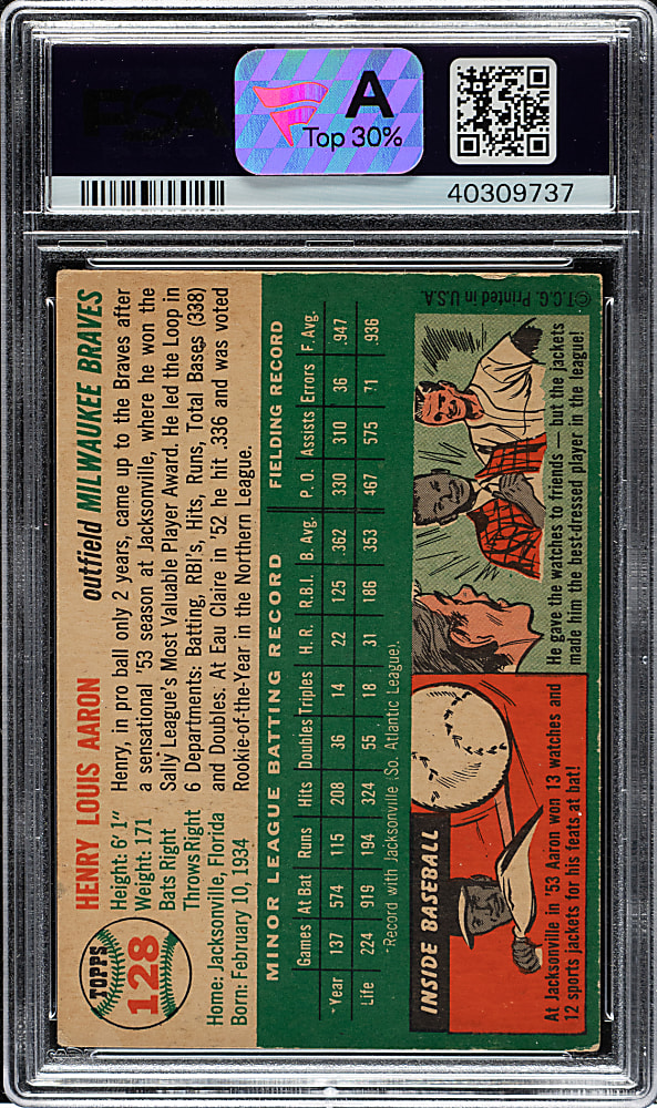 1954 Topps #128 Hank Aaron Rookie PSA EX 5