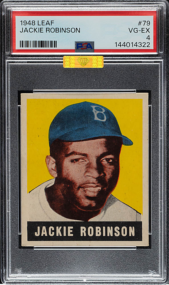 1948-1949 Leaf #79 Jackie Robinson Rookie PSA VG-EX 4 (MBA Gold Diamond)