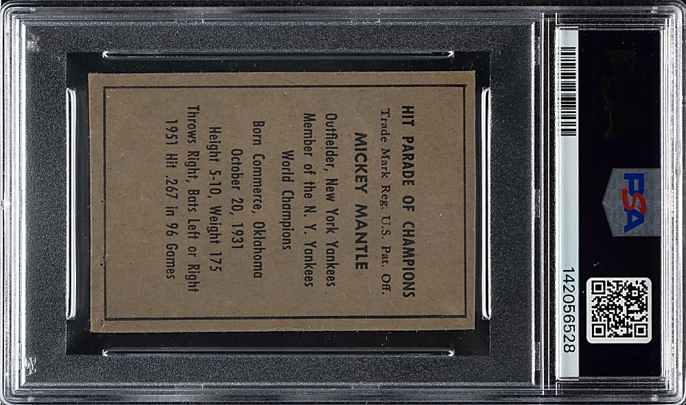 1952 Berk Ross Mickey Mantle - PSA