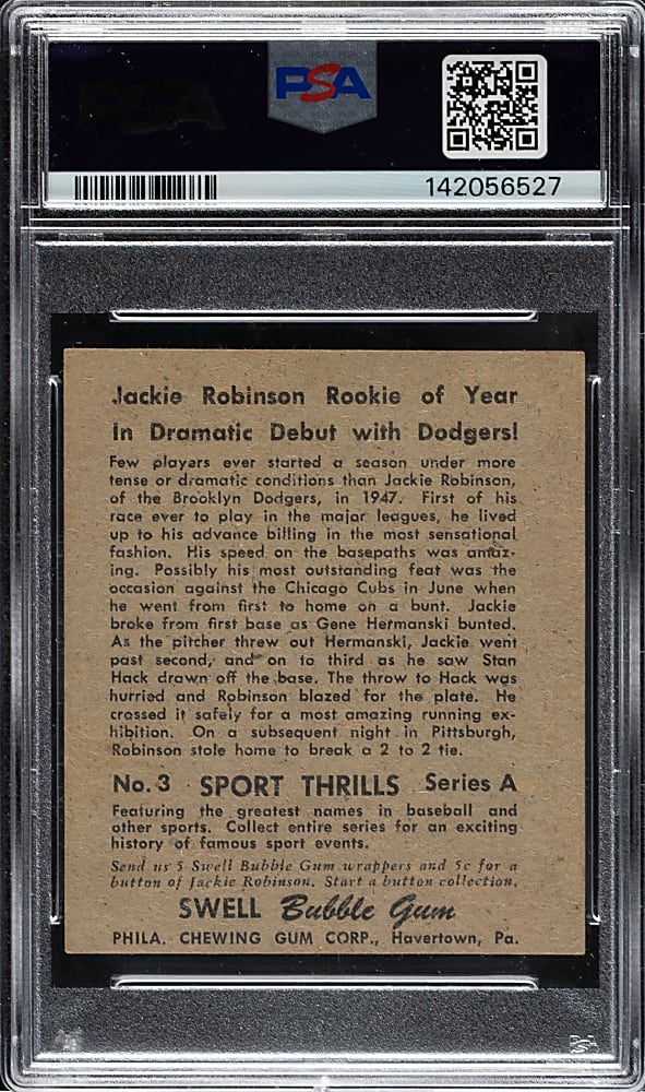 1948 Swell Bubble Gum Sport Thrills #3 Jackie Robinson PSA GOOD 2