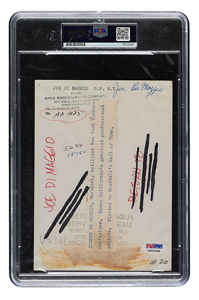 Circa 1930s Joe DiMaggio Original Apex Photo Company Photograph PSA/DNA Type I - Image Used for 1936 Sporting News Sport Stamp and 1937 Exhibits 4-On-1