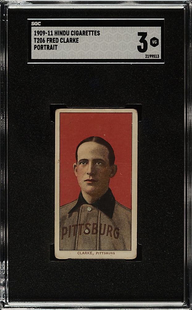1909-1911 T206 White Border Fred Clarke Portrait SGC VG 3 - Brown Hindu Back