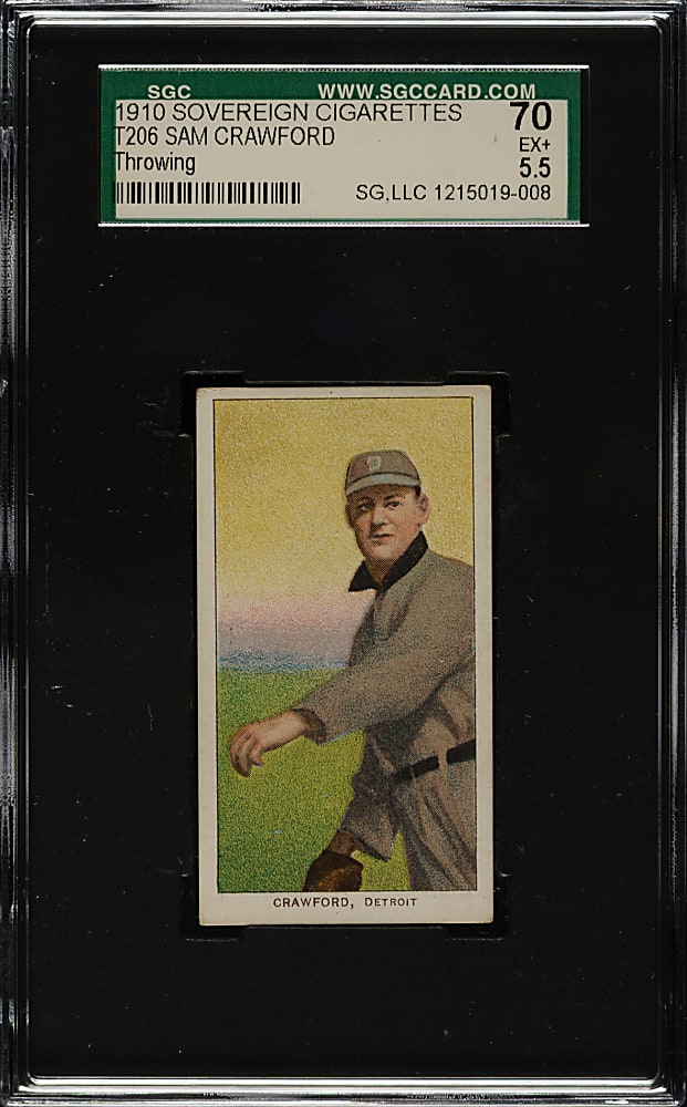 1909-1911 T206 White Border Sam Crawford Throwing SGC EX+ 70 - Sovereign 350 Back