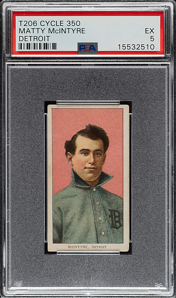 1909-1911 T206 White Border Matty McIntyre PSA EX 5 - Cycle 350 Back