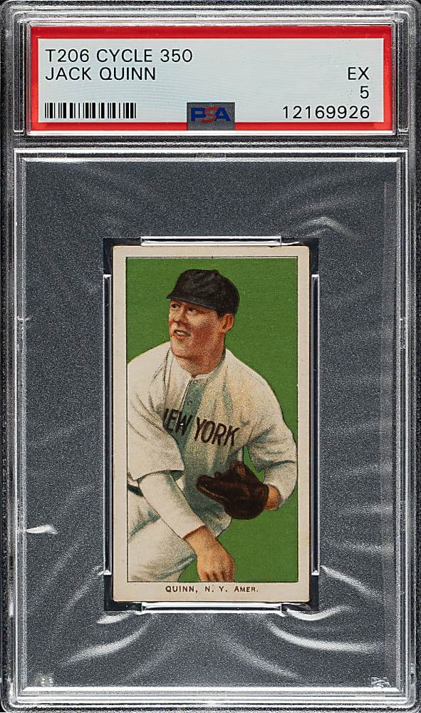 1909-1911 T206 White Border Jack Quinn PSA EX 5 - Cycle 350 Back - 1 of 2 - Highest Graded!